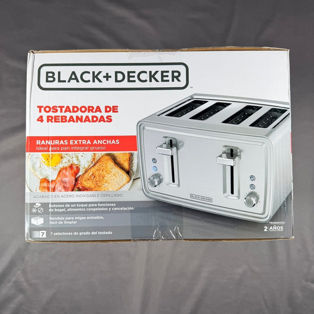 Black+Decker TR4900SSD 4-Slice Toaster Silver‎ Stainless Steel Wide Slot Kitchen